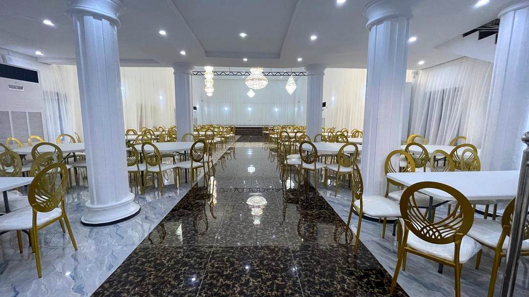 The stage set for speeches and performances